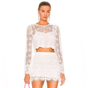 LoveShackFancy White Lace Crop Top